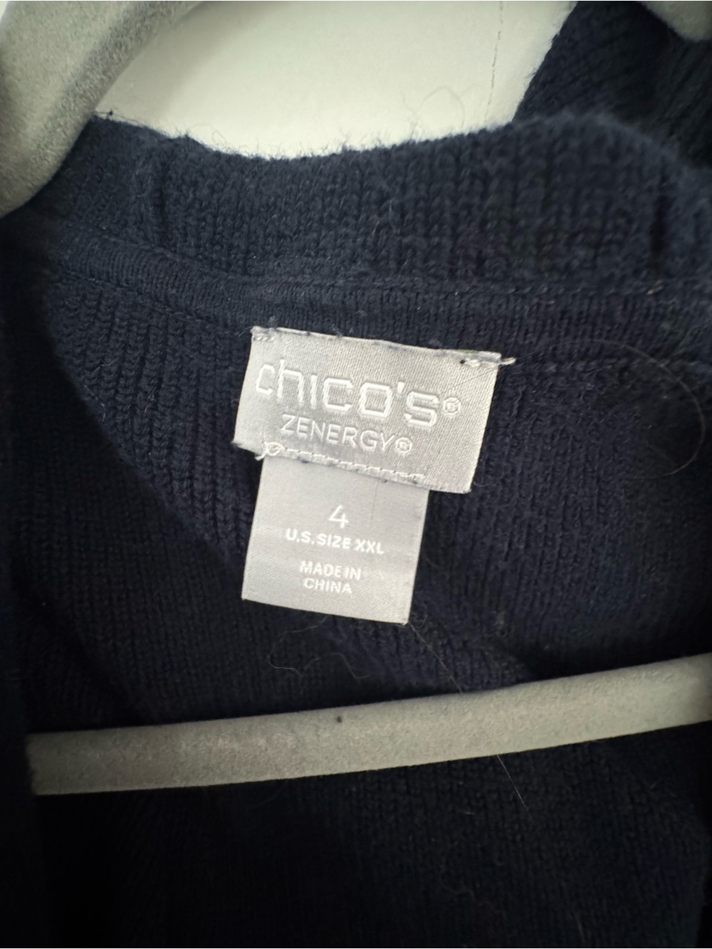 Chico's Navy Hooded Open-Front Cardigan - Picture 3 of 4